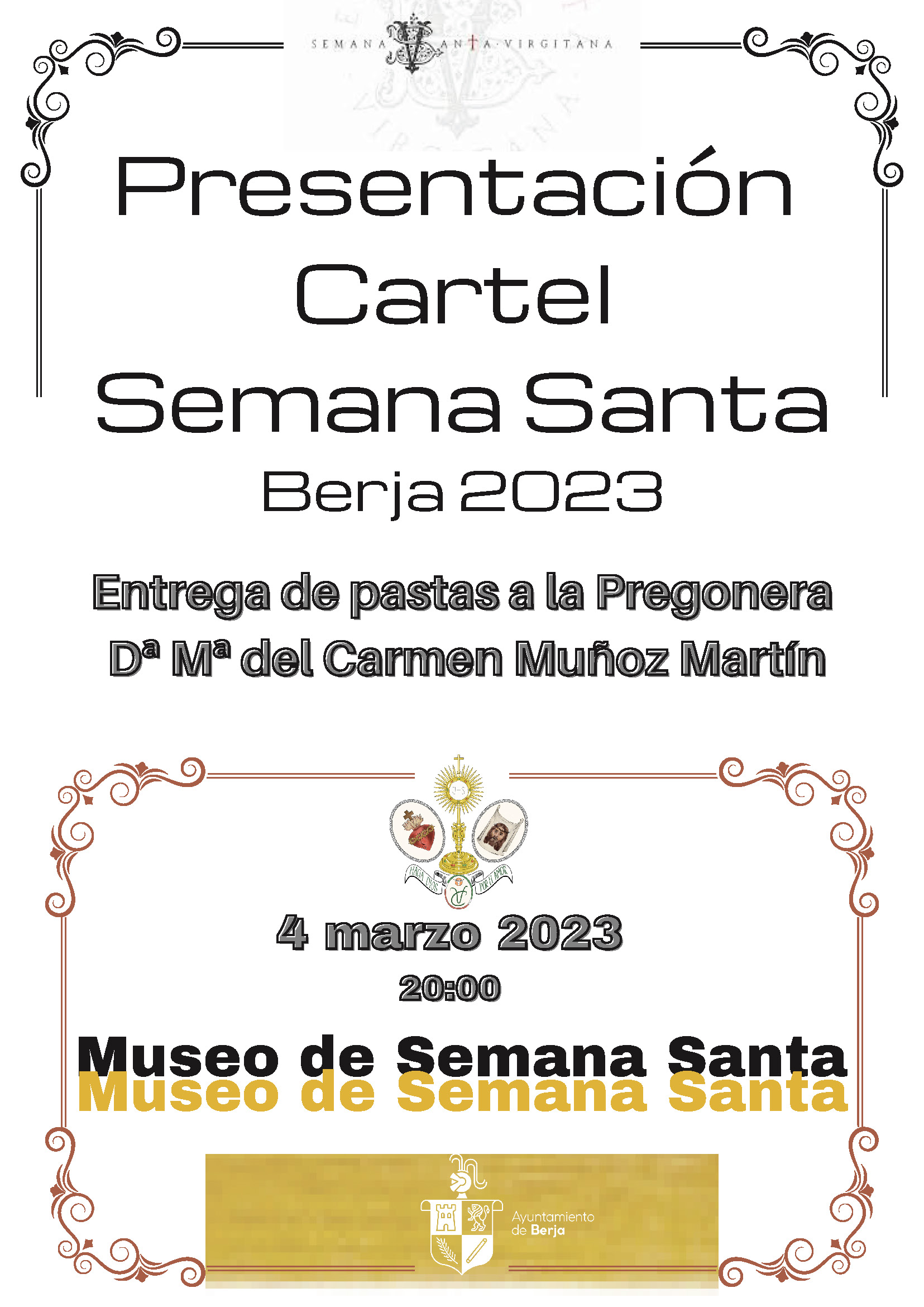 La cofradía de la Verónica revela este sábado el cartel de la Semana Santa de Berja 2023 